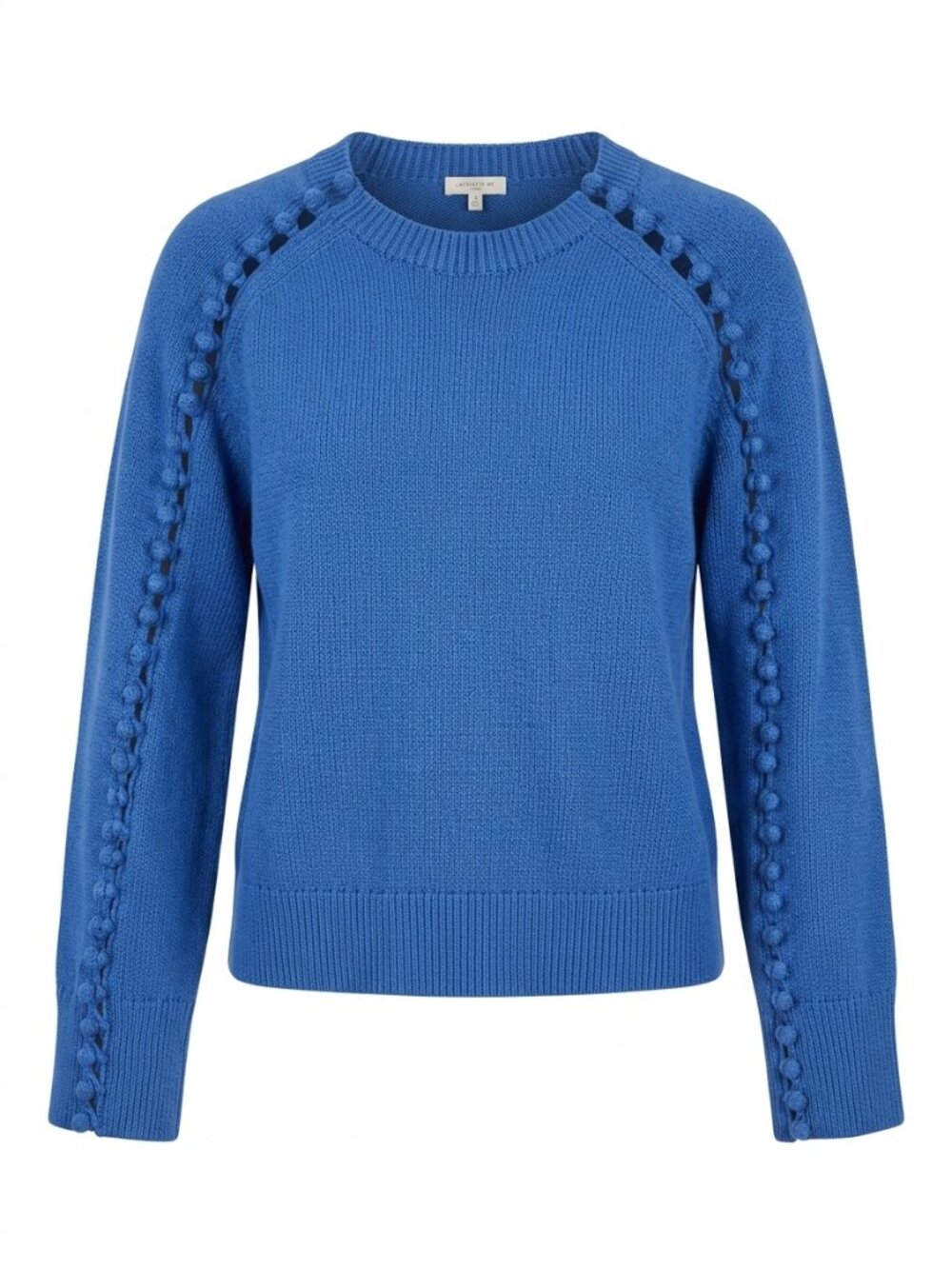 Lafayette 148 New York Royal Blue Bobble Raglan Knit Crewneck Sweater Size M